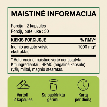 Indinio agrasto supervaisiaus kapsulės